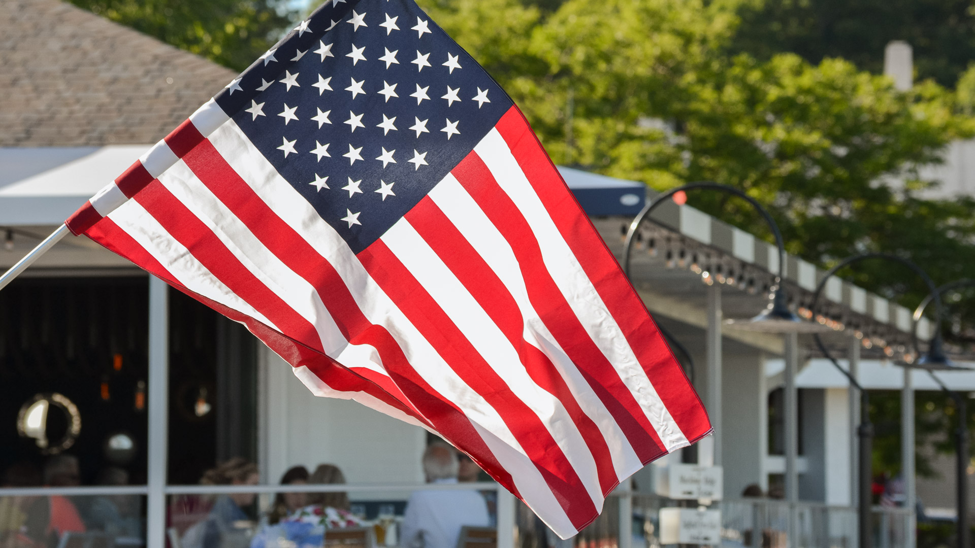a flag flying in the air